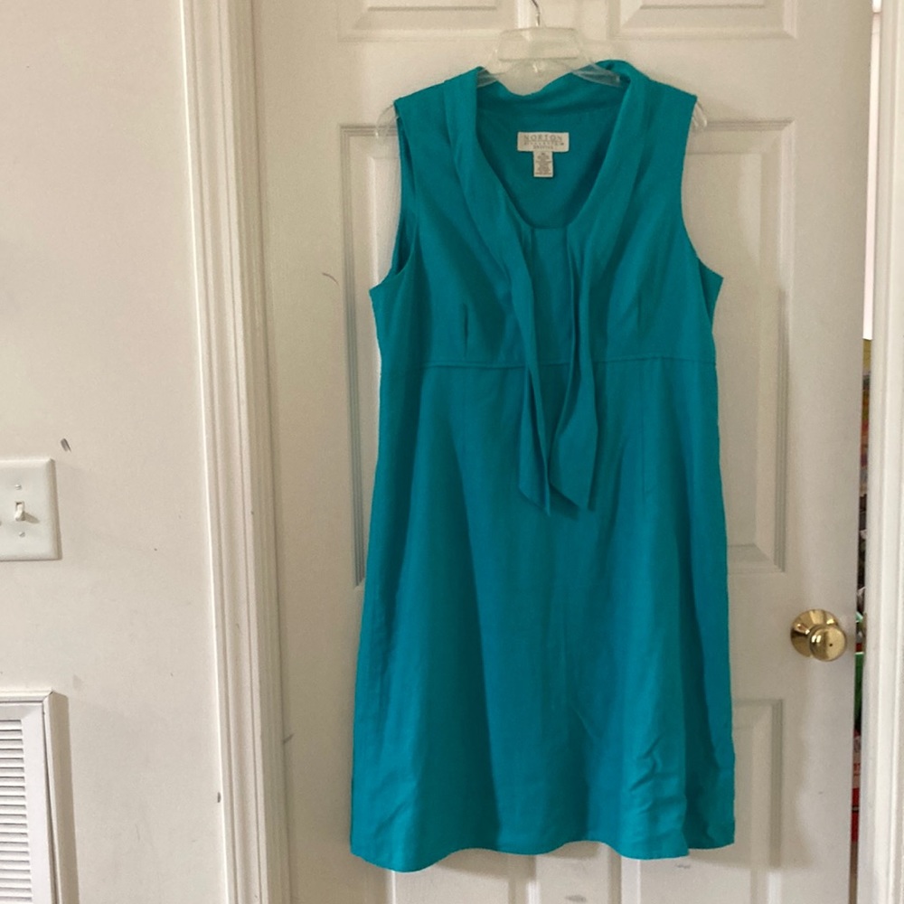 Turquoise summer dress with cute neck line